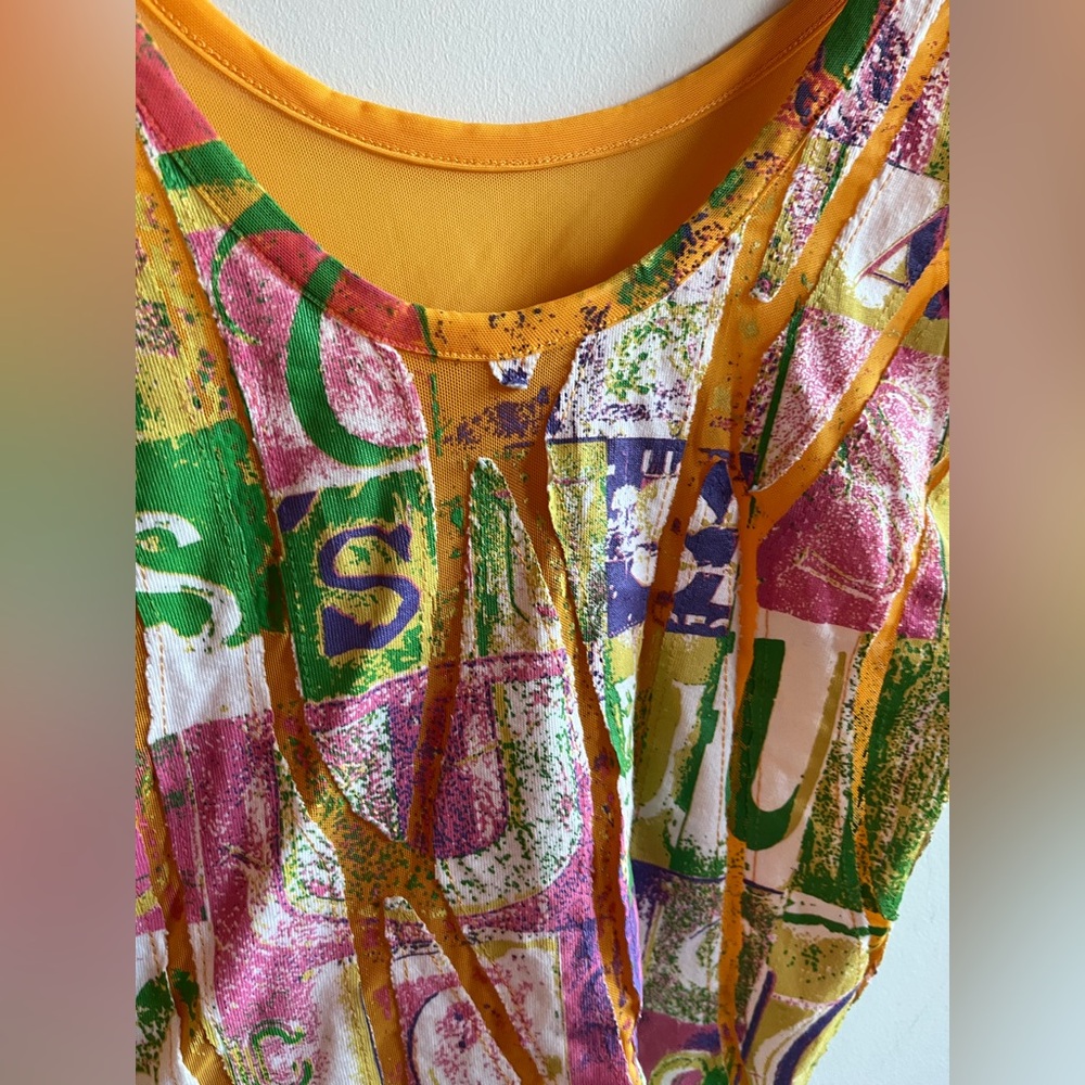Parasuco Y2K Orange abstract sheer cropped top - Picture 3 of 12